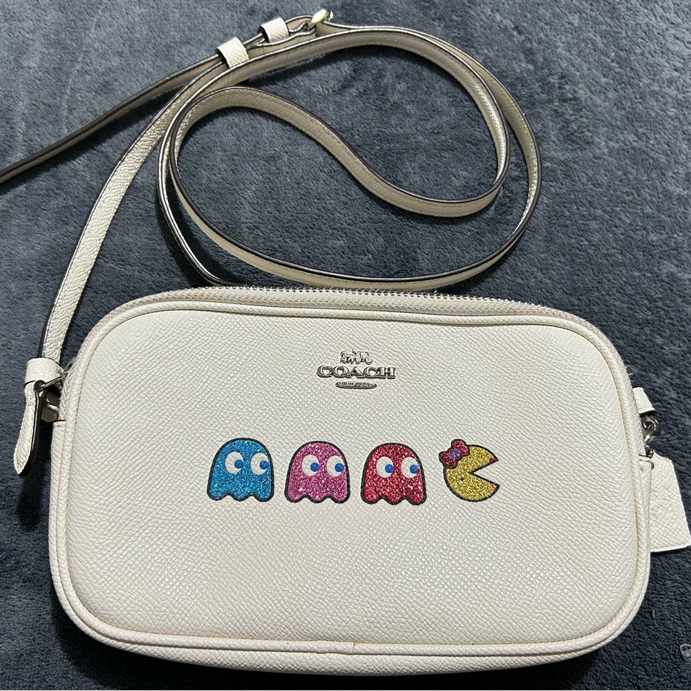 Coach Cream Crossbody Bag with Pac-Man Design